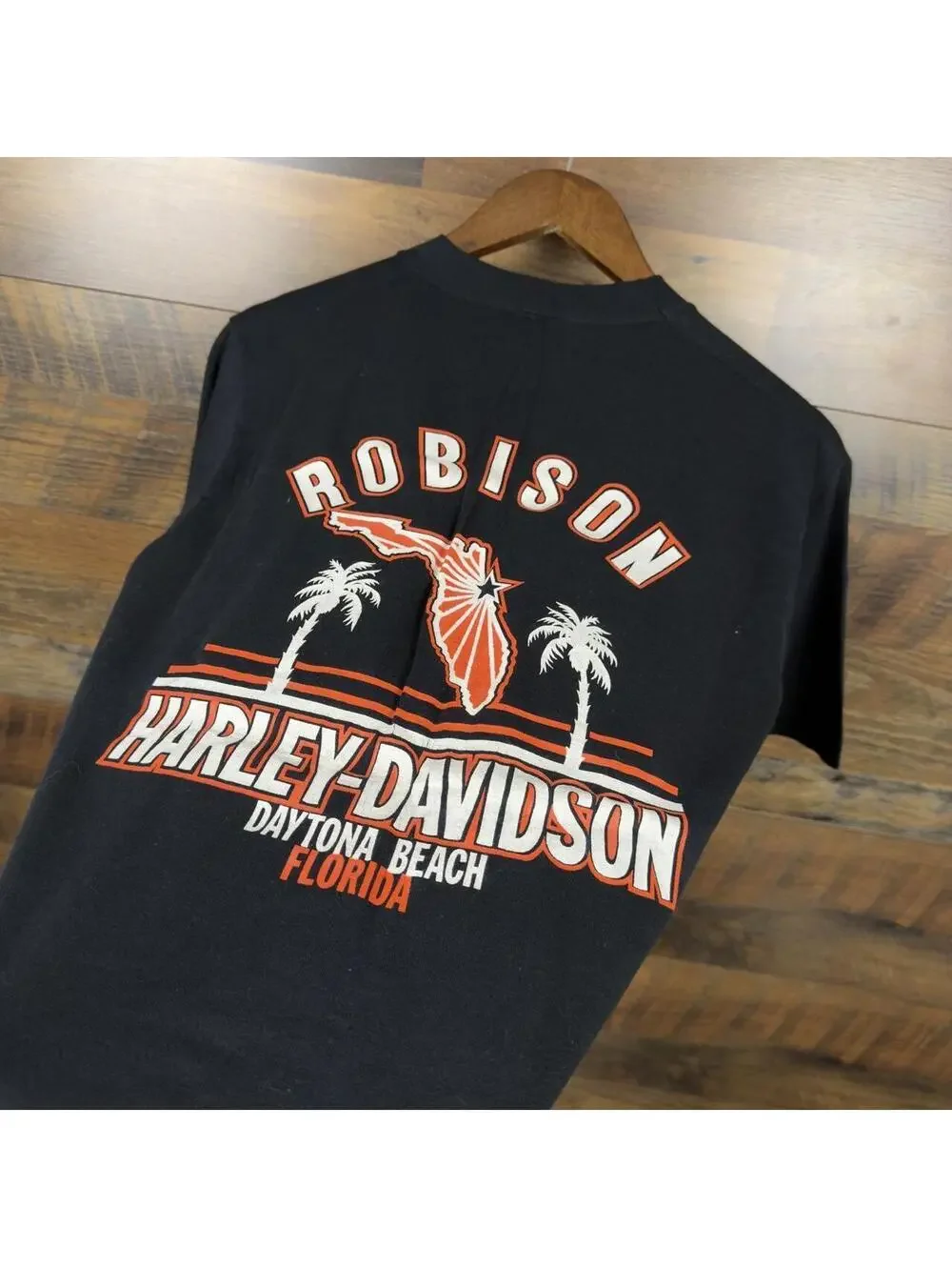 Vintage 1988 Harley Davidson Daytona Beach Robison T-Shirt Large Jerzees 80s